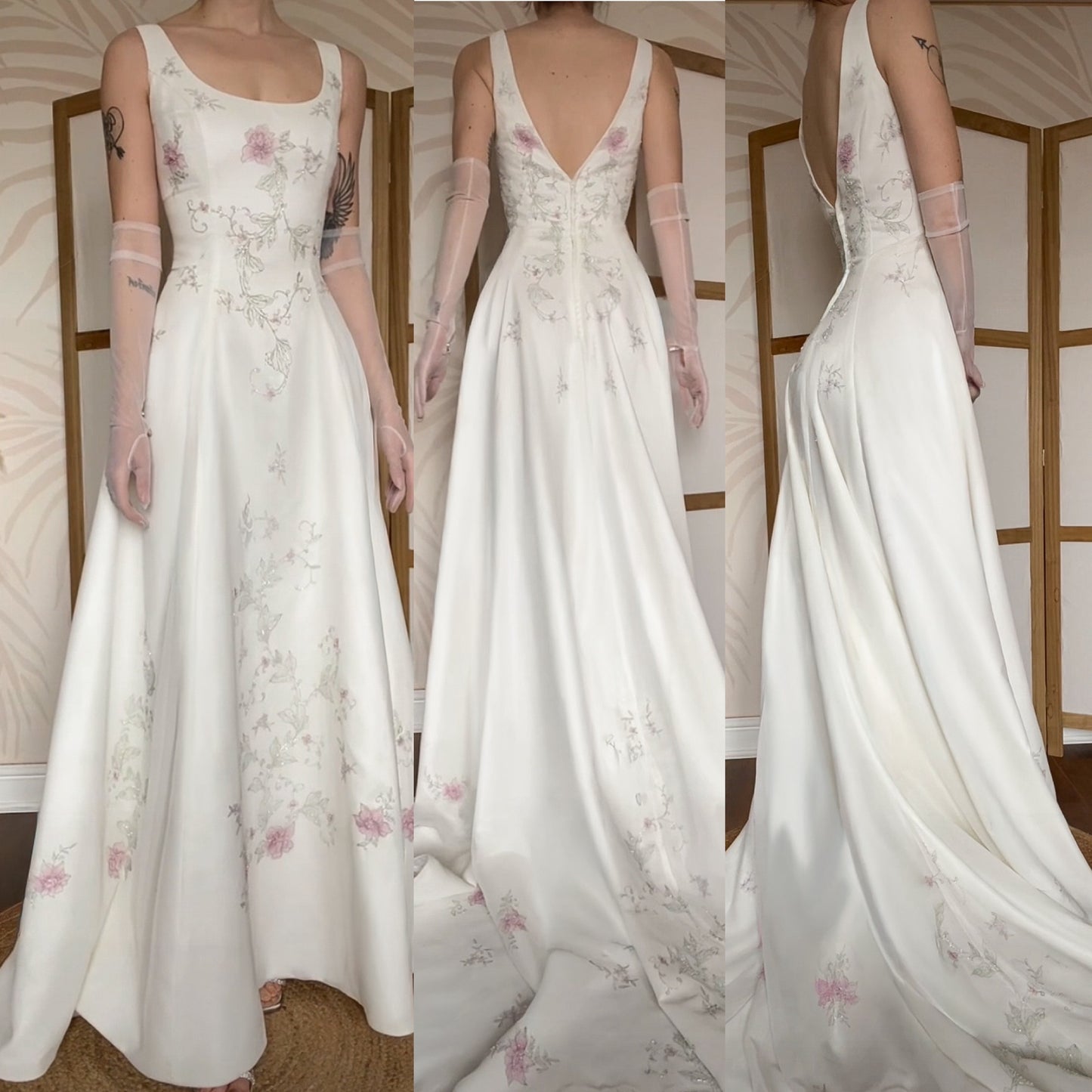 Dante ivory floral a-line wedding dress uk 14