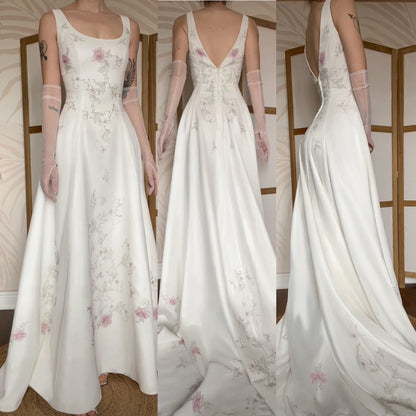 Dante ivory floral a-line wedding dress uk 14
