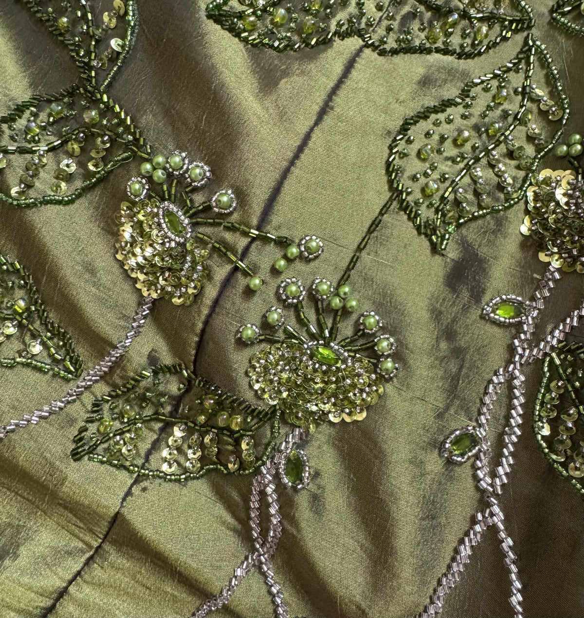 Green taffeta halter-neck a line beaded prom dress uk 12