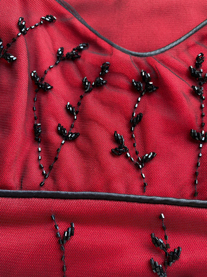 Red beaded slip midi dress UK 10