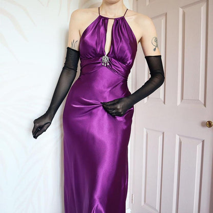 Niki Livas purple satin evening dress UK 8, 10 & 12 available