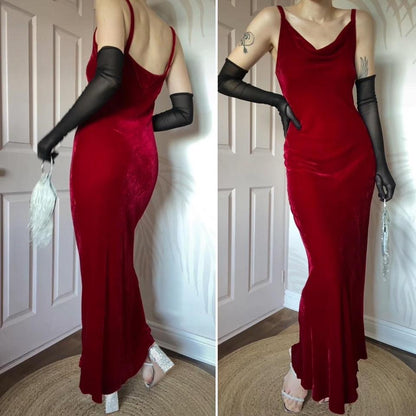 Red velvet Debut silk blend slip dress UK 12-14