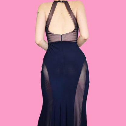 Navy Morgan & Co stretch evening dress UK 10