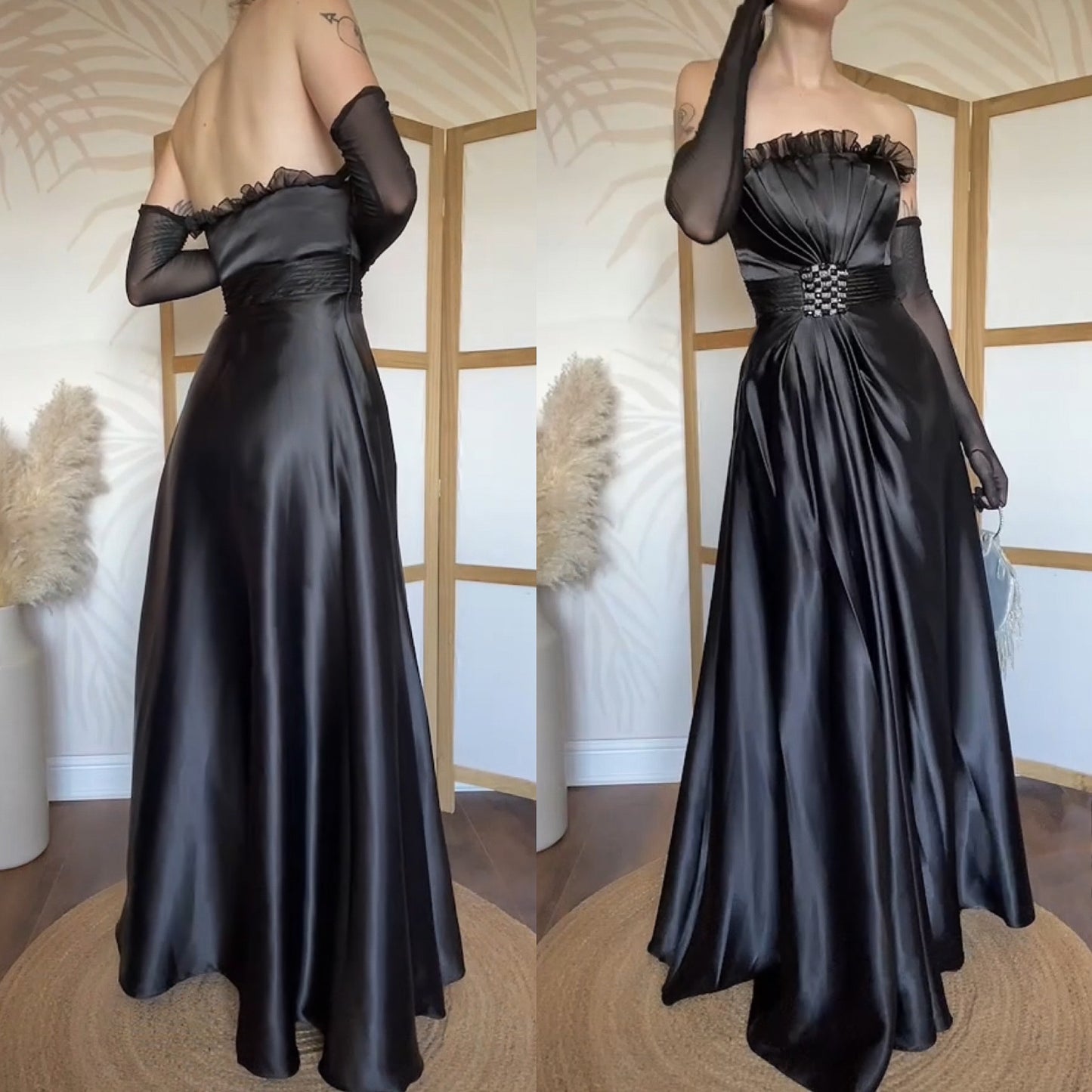 Sousourada black strapless evening dress uk 10