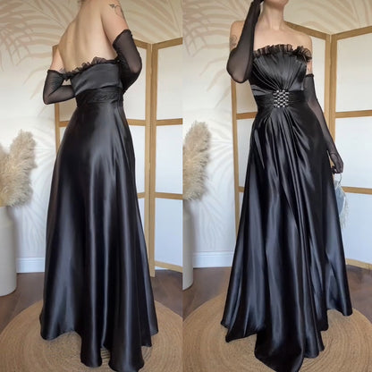 Sousourada black strapless evening dress uk 10