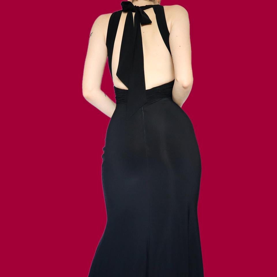 Black stretch evening dress UK 10-12