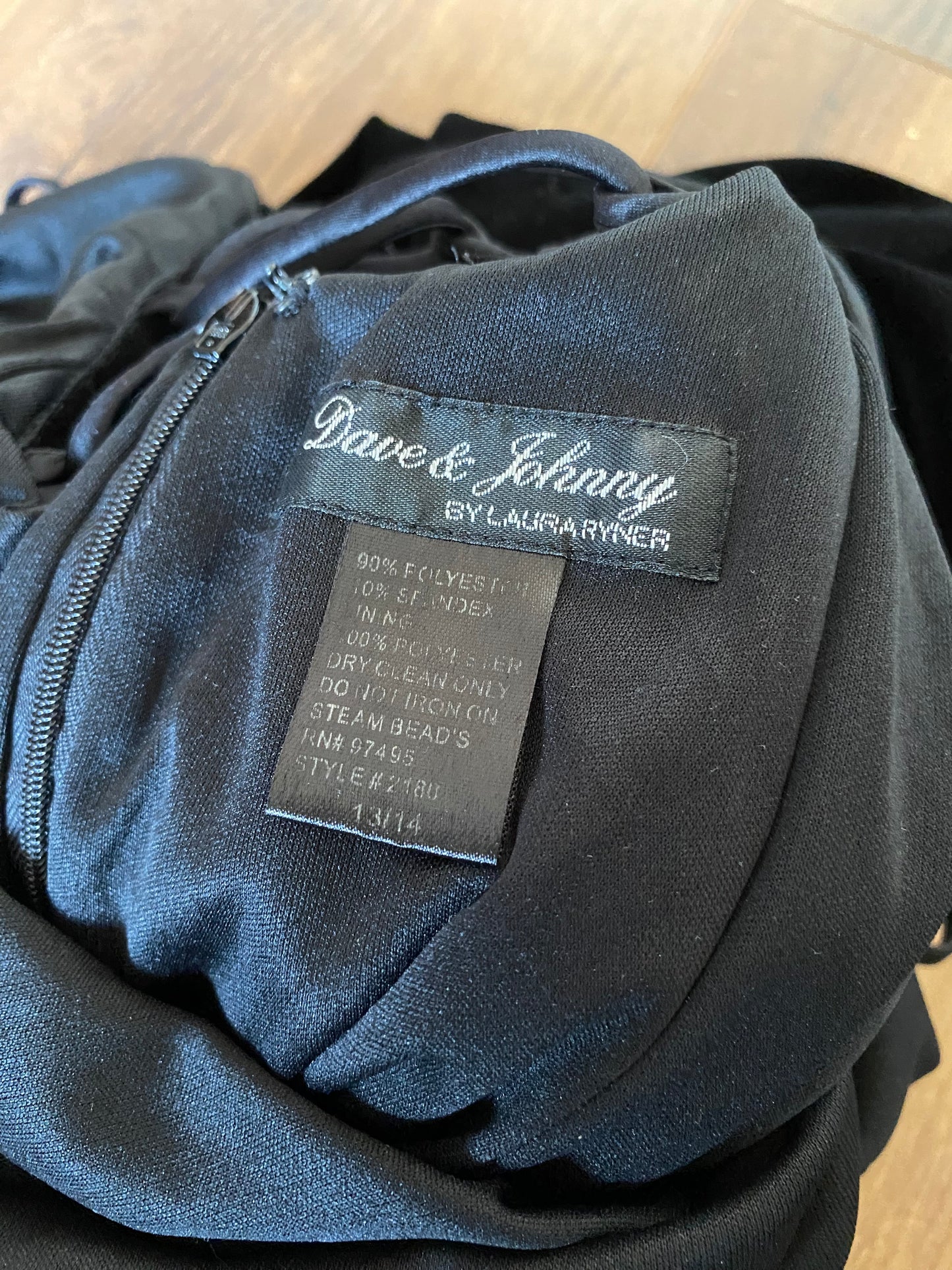 Black velvet Dave & Johnny beaded evening dress UK 14