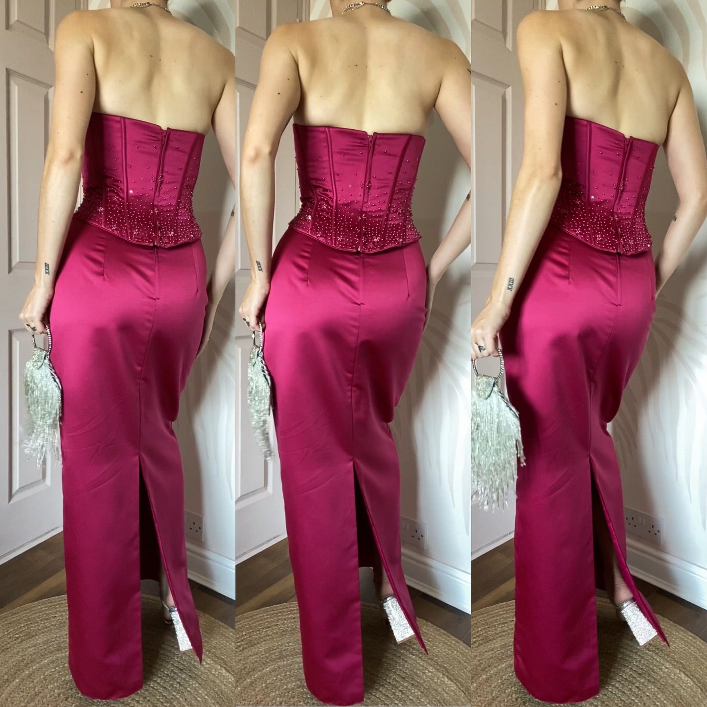 Hilary Morgan pink 2 piece prom set UK 12