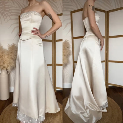 Champagne 2-piece top & skirt wedding set uk 8