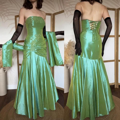Jora green strapless prom dress & shawl uk 12