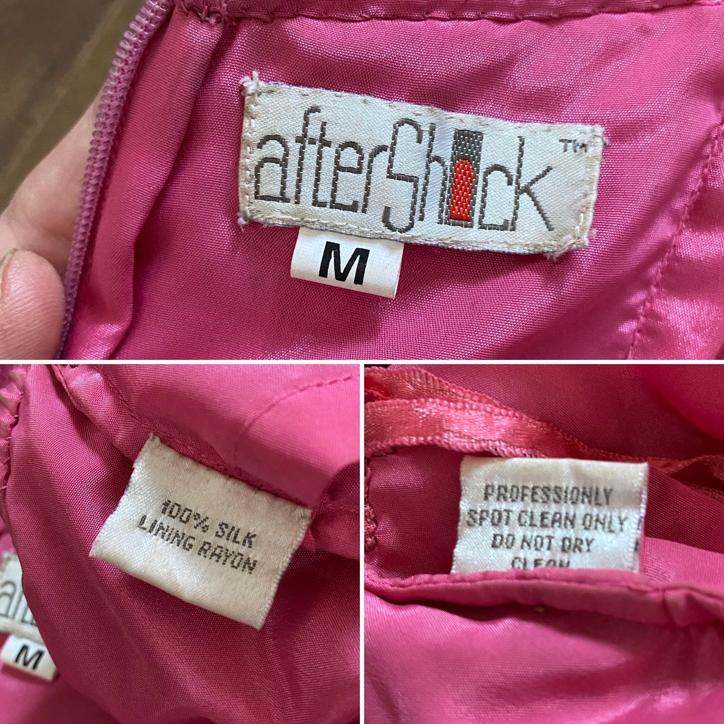 Aftershock 100% silk pink beaded evening dress uk 10