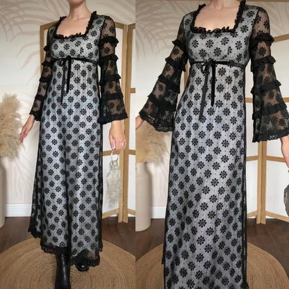 Simon Ellis 60s black & white long sleeve dress uk 10