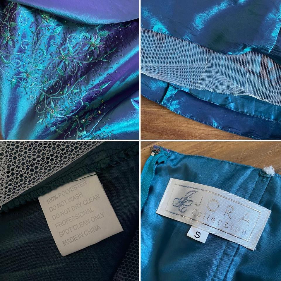 Aqua iridescent strapless a-line prom dress uk 10-12
