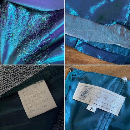 Aqua iridescent strapless a-line prom dress uk 10-12