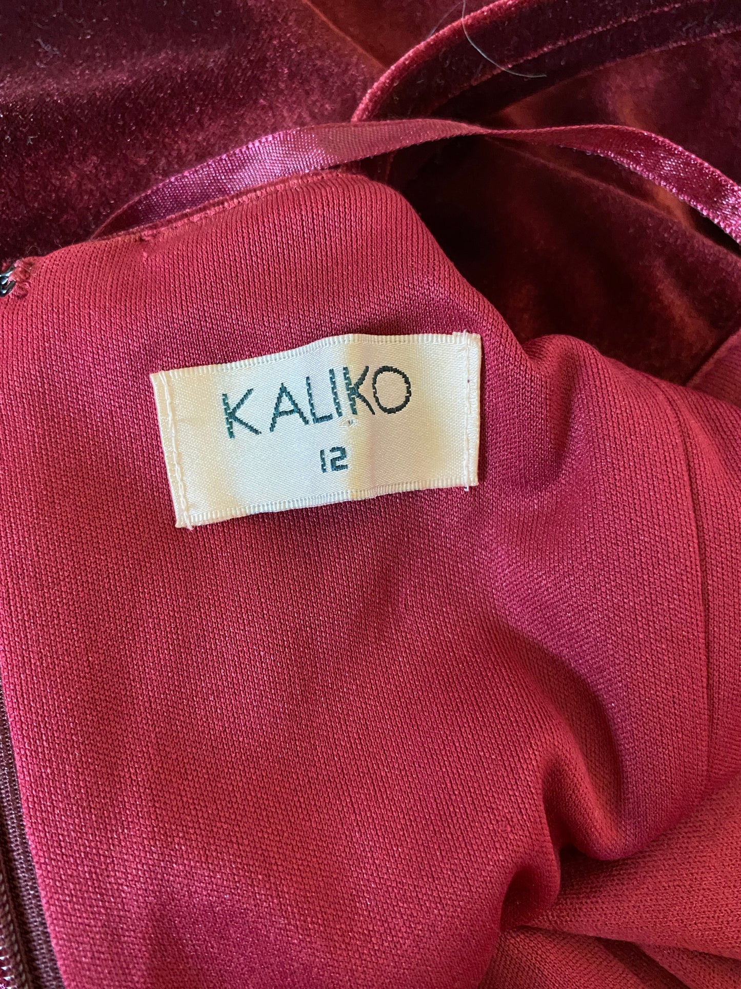 Kaliko red velvet stretch evening gown UK 12