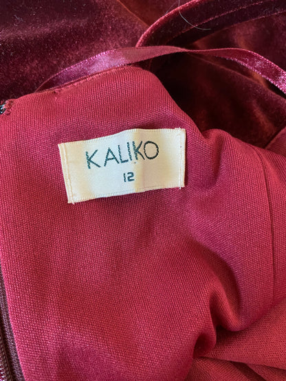 Kaliko red velvet stretch evening gown UK 12