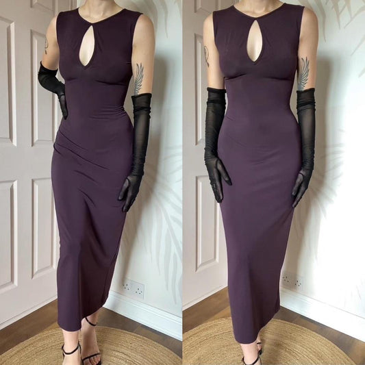 Nick Coleman purple stretch bodycon dress UK 10-12