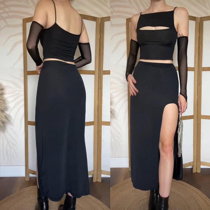 Nick Coleman black stretch cut out 2 piece set uk 10