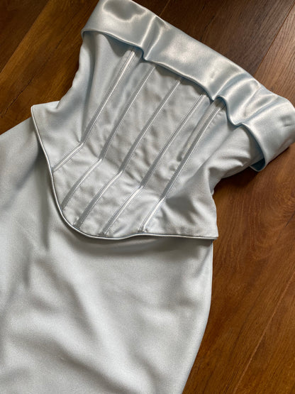 Margaret Lee ice blue strapless evening dress & shawl uk 12