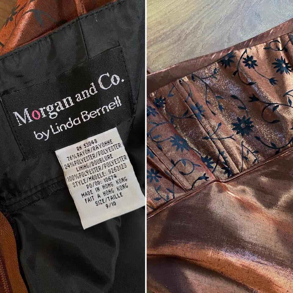 Morgan & Co metallic brown evening prom dress uk 10