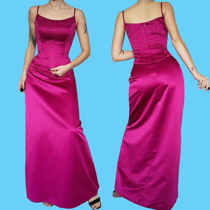 Hilary Morgan fuchsia pink 2 piece evening set UK 12