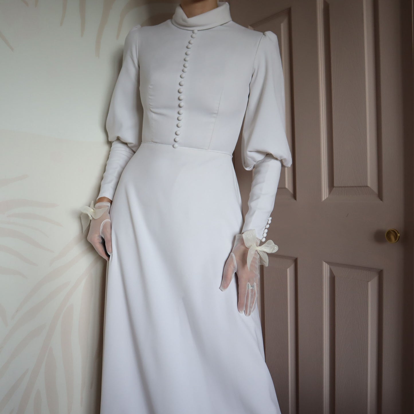 Ellis white long balloon sleeve wedding dress UK 8-10