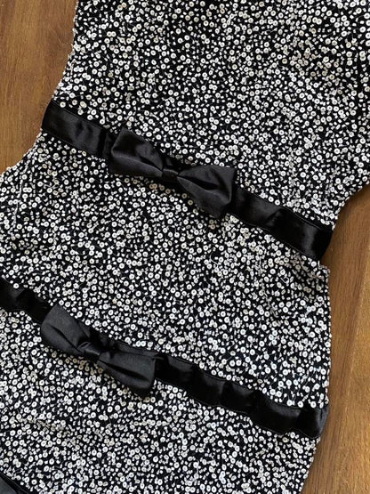 Sousourada 100% silk black & white beaded evening dress uk 6-8