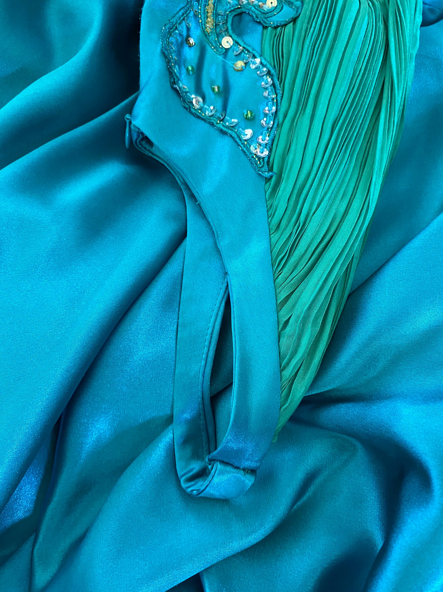 Blue & Green Butterfly Evening Gown UK 6