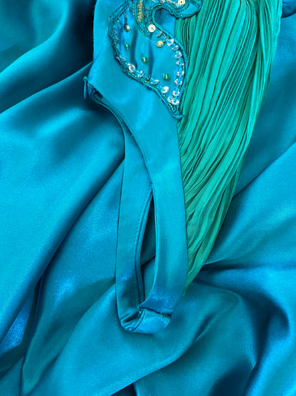 Blue & Green Butterfly Evening Gown UK 6