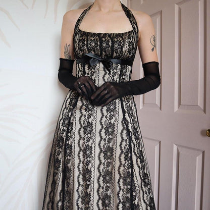 Zum Zum lace halter neck evening prom gown UK 12