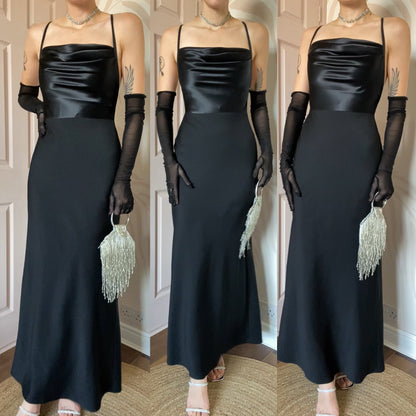 Dawn Stretton black open back evening dress UK 10