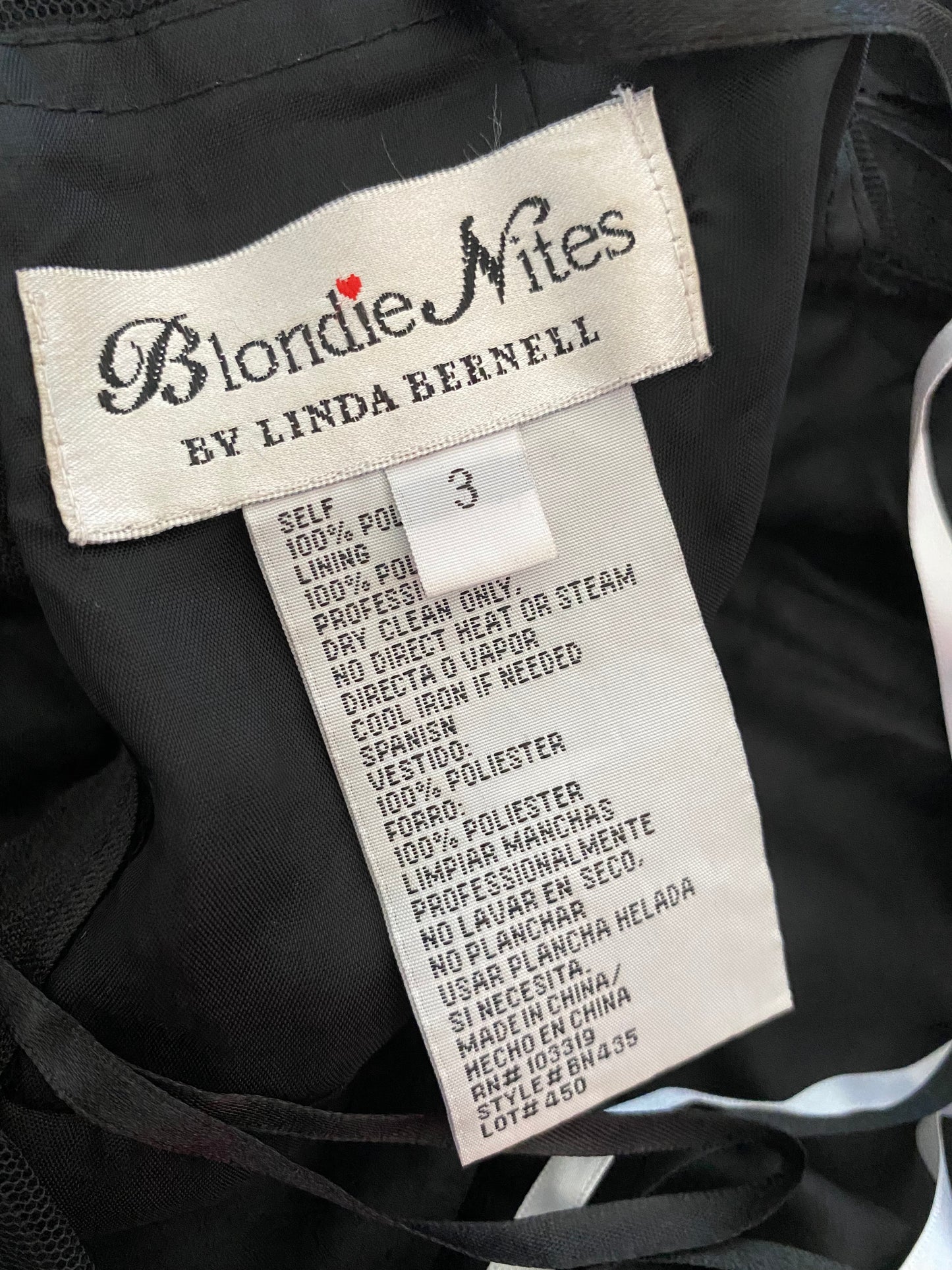 Black layered tulle ribbon evening gown UK 6/XS