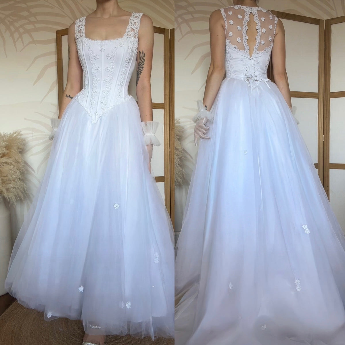 Bright white fit & flare wedding dress uk 10