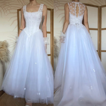 Bright white fit & flare wedding dress uk 10