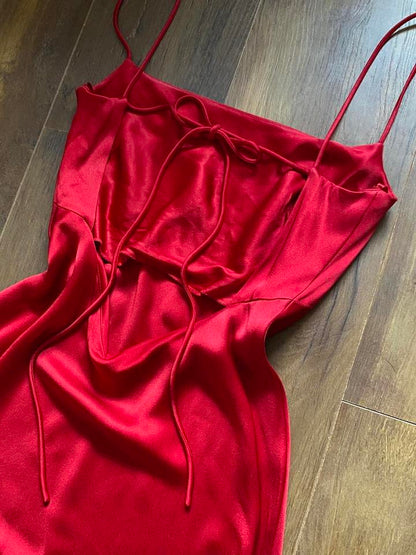 Shimmery red open back slip dress uk 10