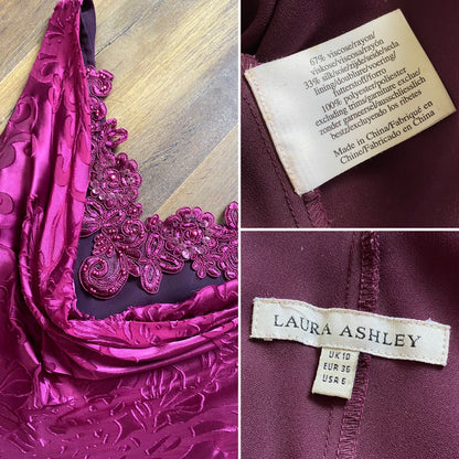 Laura Ashley purple silk blend slip dress uk 10