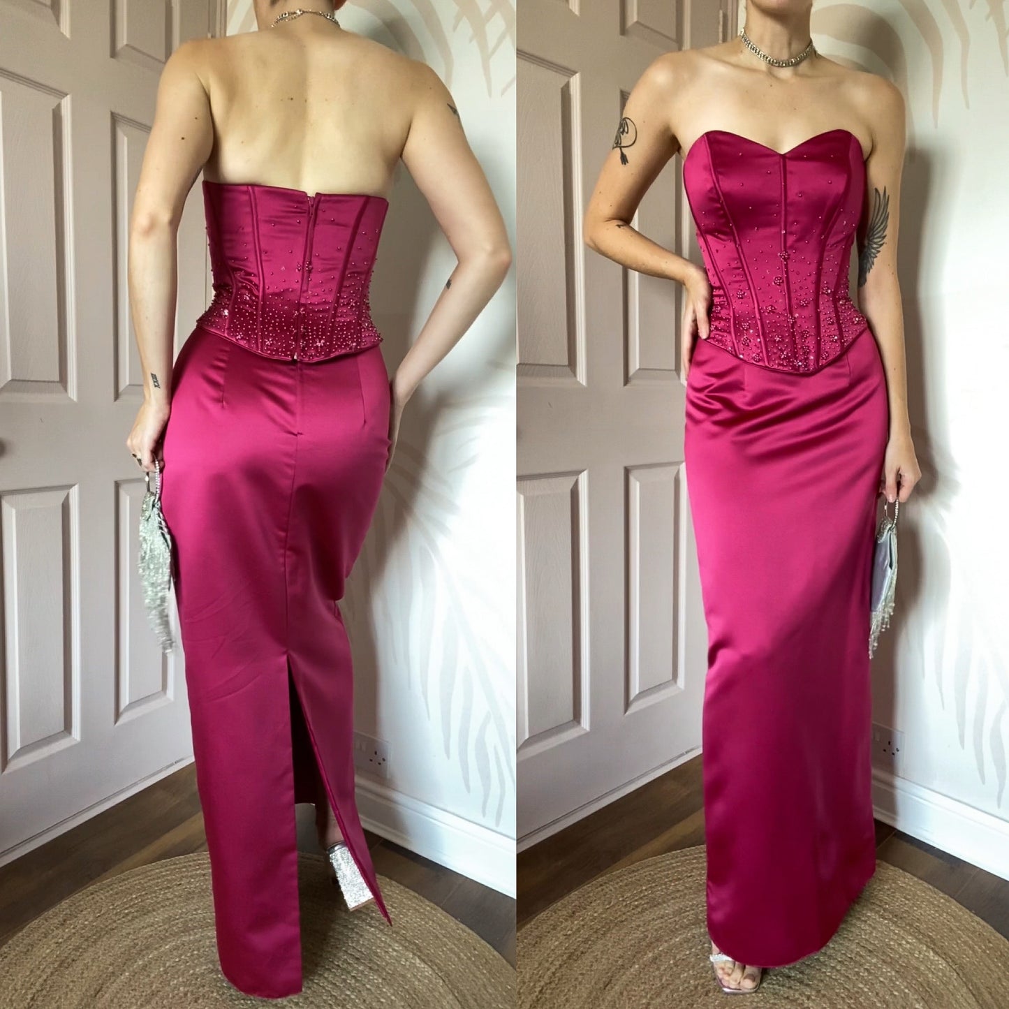 Hilary Morgan pink 2 piece prom set UK 12