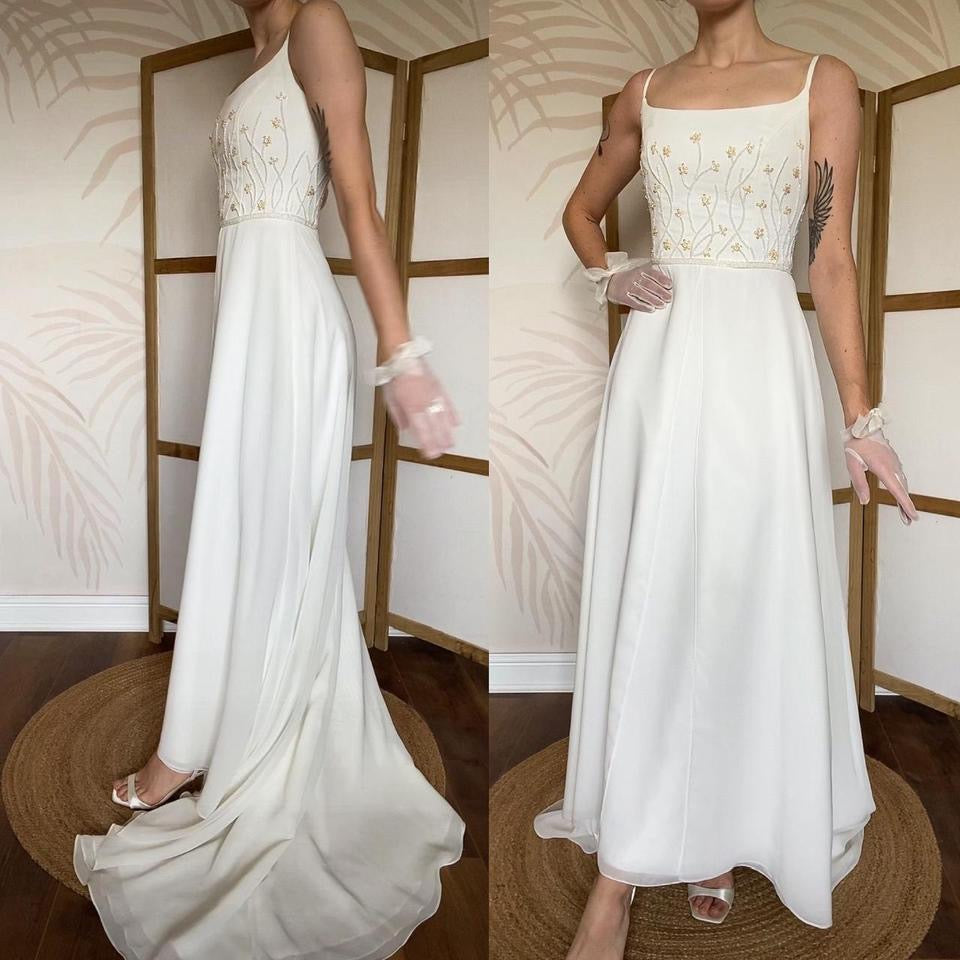 Pronuptia white beaded wedding dress uk 8