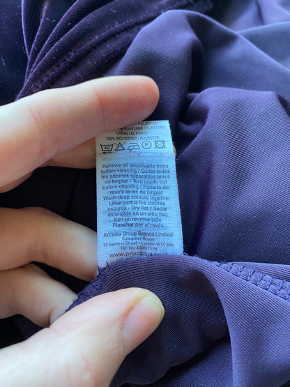 Purple velvet stretch low back evening dress UK 12