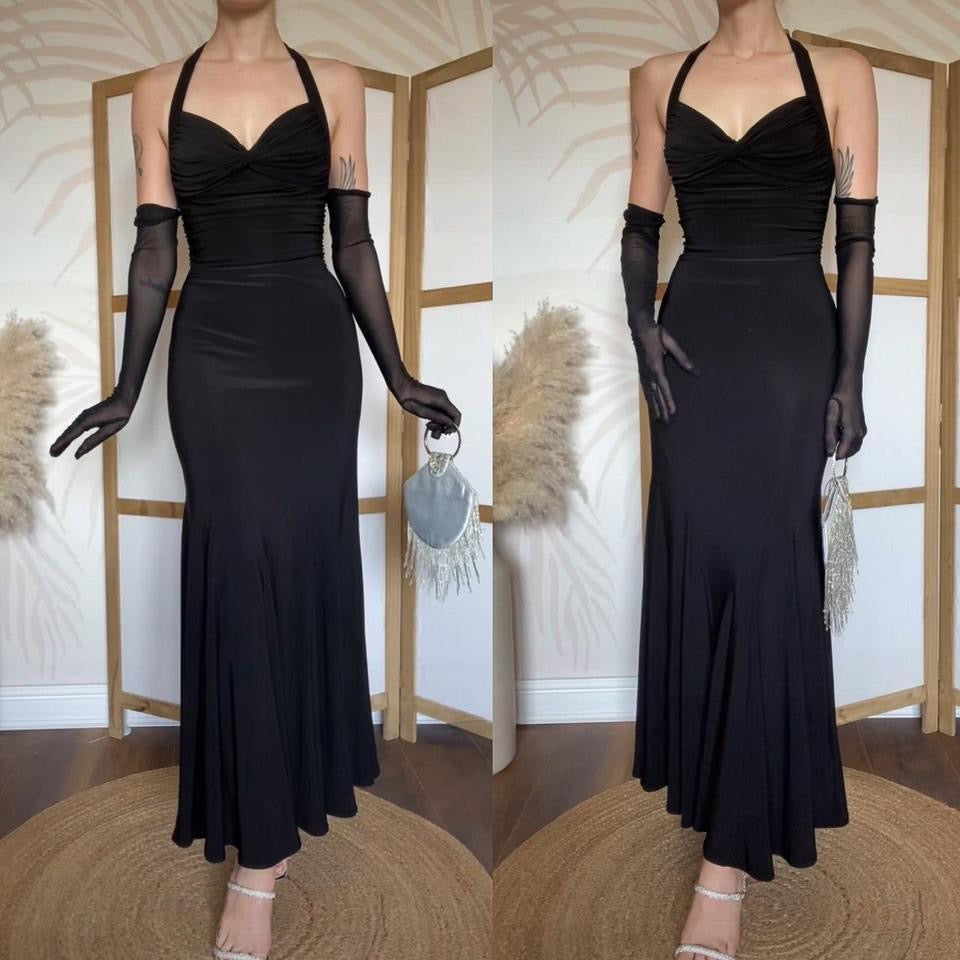 Niki Livas black stretch evening dress uk 14