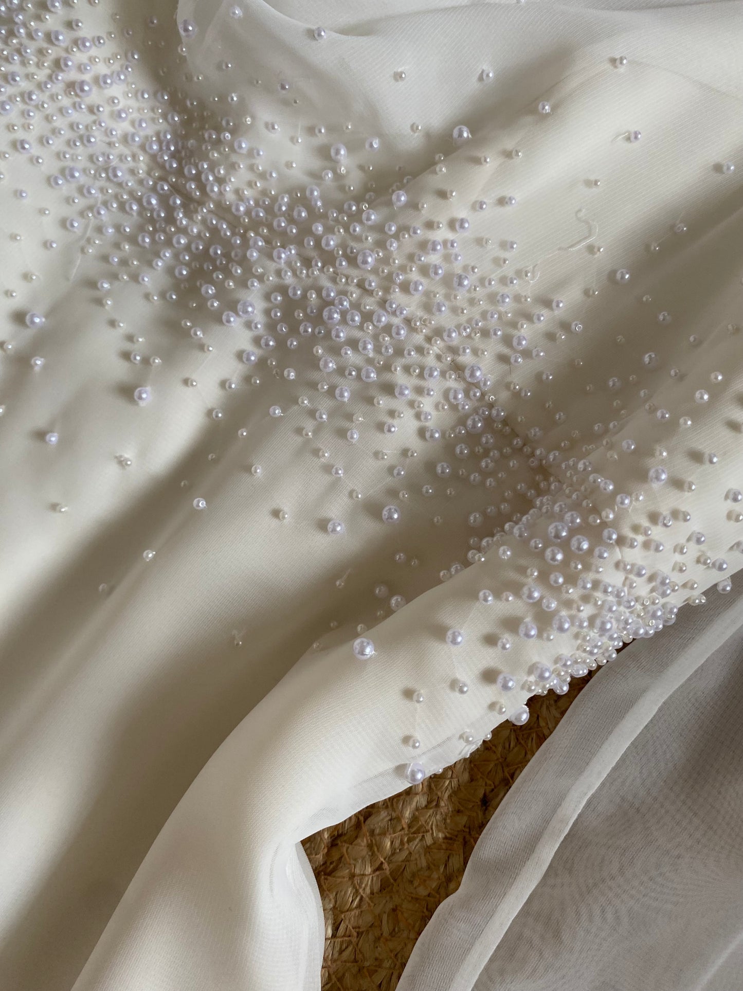D’zage ivory long sleeve pearl wedding dress uk 12-14