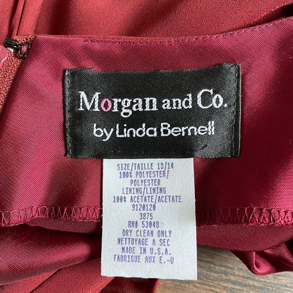 Morgan & Co burgundy open back evening dress UK 12