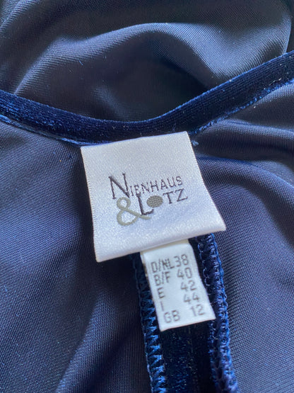 Blue Velvet Sequin Stretch Evening Gown UK 12