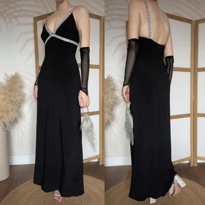 Black stretch Dave & Johnny evening dress uk 12