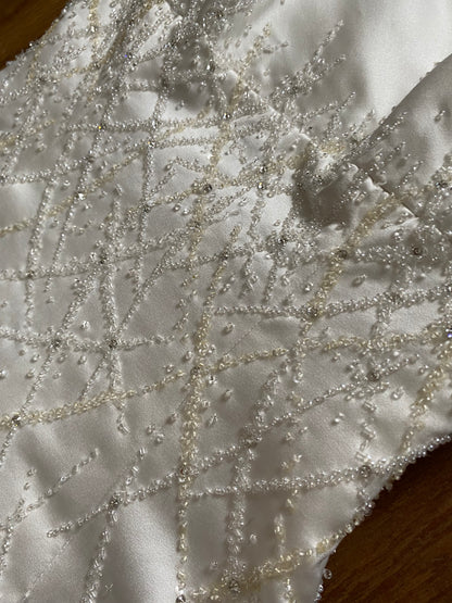 Maggie Sottero Couture ivory a-line beaded wedding dress uk 8