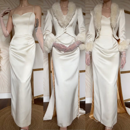 Ellis ivory 2-piece wedding dress & coat set uk 12