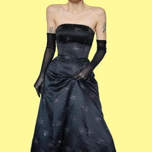 Load image into Gallery viewer, Black Morgan &amp; Co glittery strapless a-line gown UK 10-12
