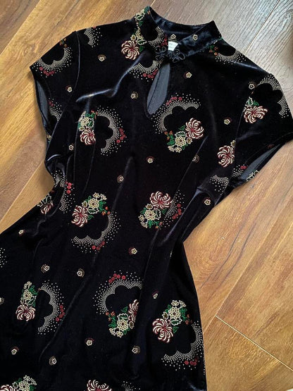 Charlotte Halton black velvet 90s dress uk 12