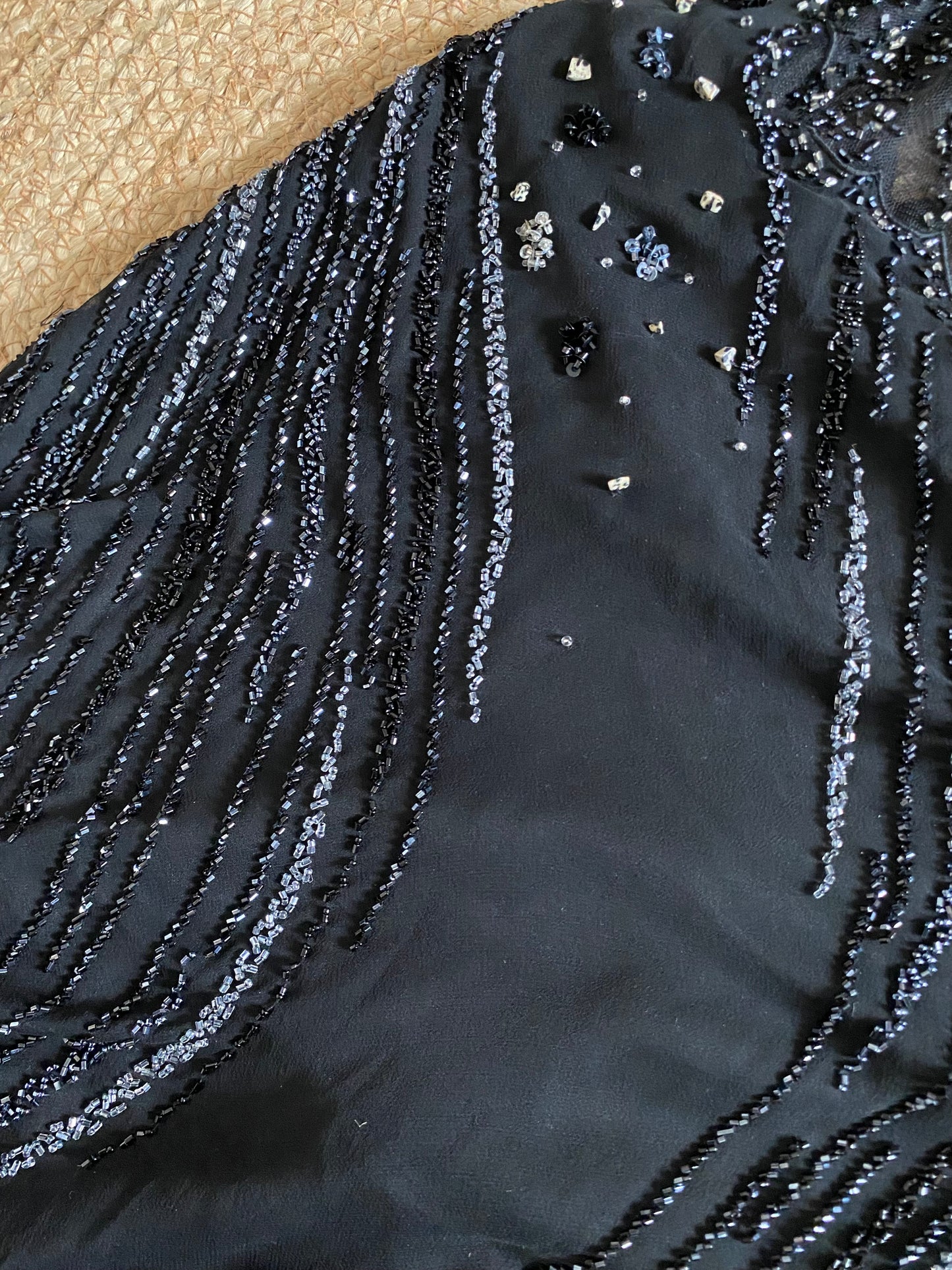 Yve London 100% silk beaded evening dress uk 14