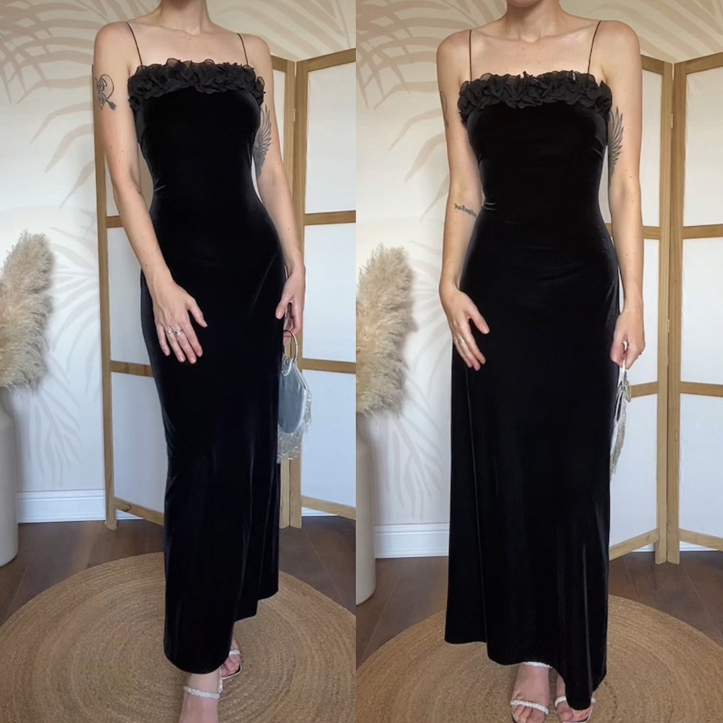 Black velvet Gina Bacconi evening dress UK 12